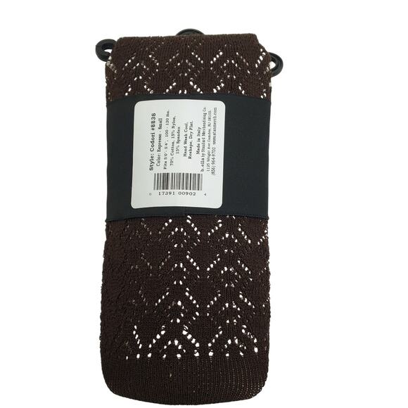 Luxury Cotton Crochet Tight Small Espresso Brown B.ella Codori Italian Hosiery - Picture 4 of 6